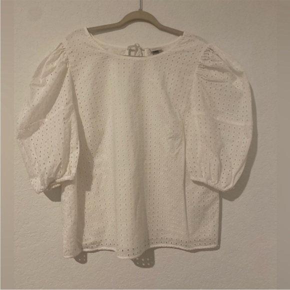 a new day White Eyelet Puff Sleeve Blouse - Picture 2 of 6